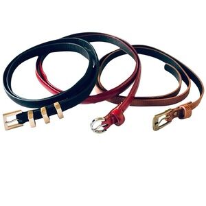 Stylish Women's Belts Set - Black, Red, Brown